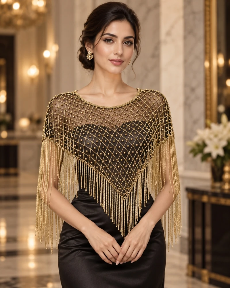 The Aurelia Chevron luxury beaded caplet