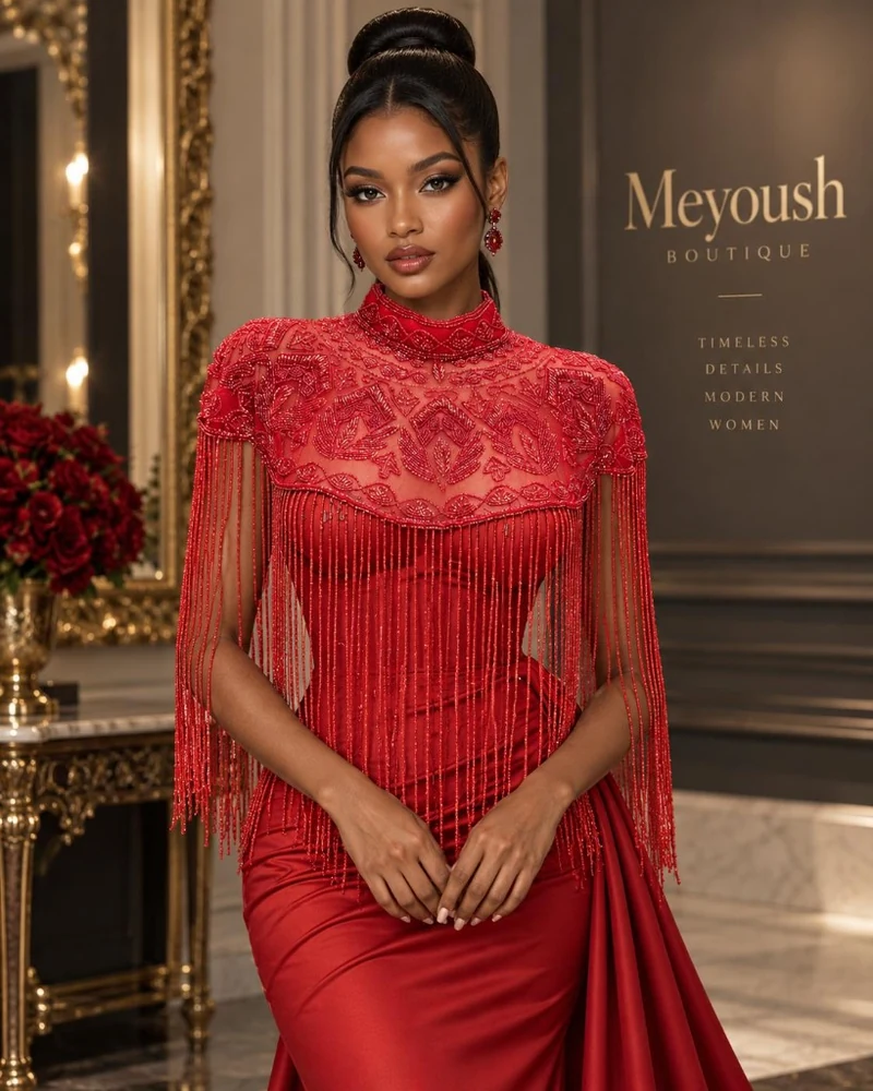 The Crimson Empress luxury beaded caplet
