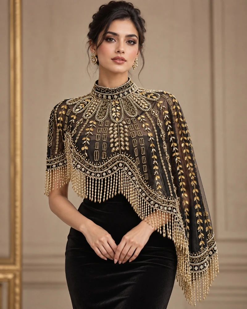 The Elysian Gold luxury beaded caplet