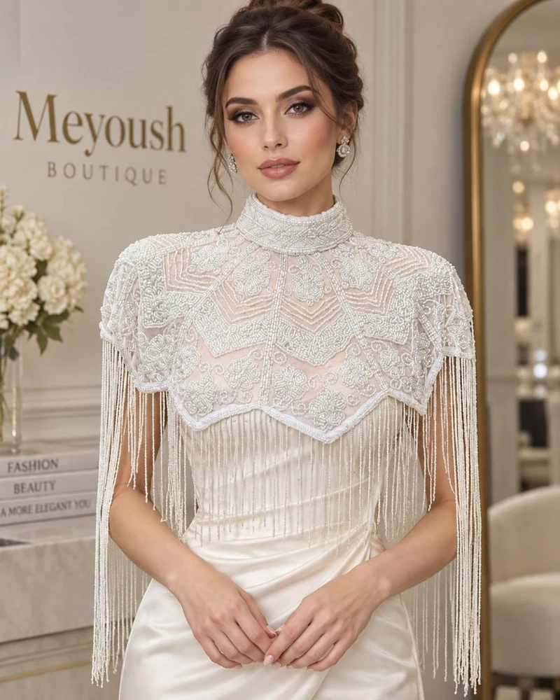 The Genevieve Pearl luxury beaded caplet