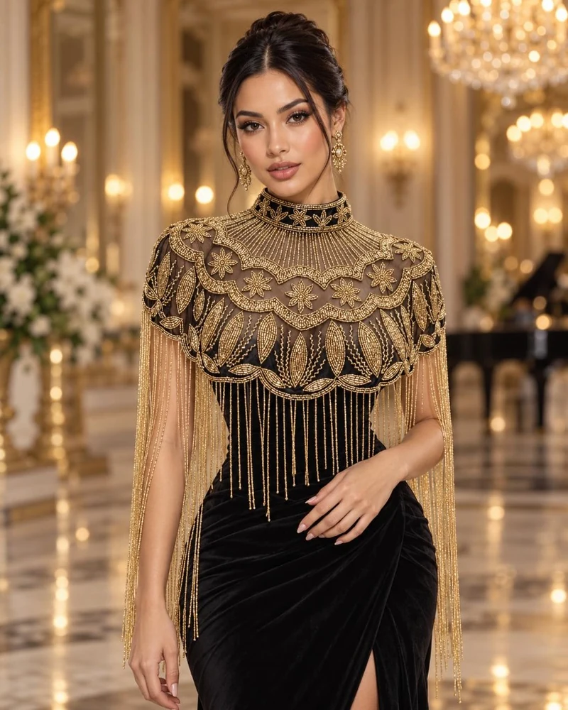 The Nocturne Sunburst luxury beaded caplet