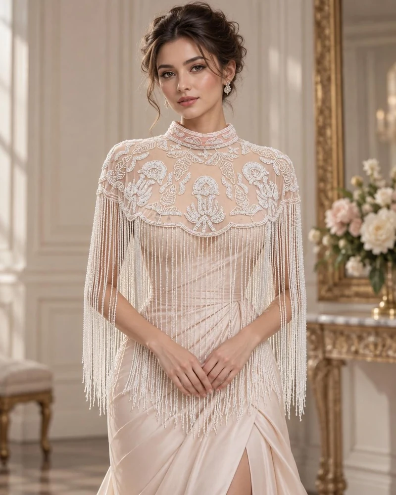 The Rosé Trellis luxury beaded caplet