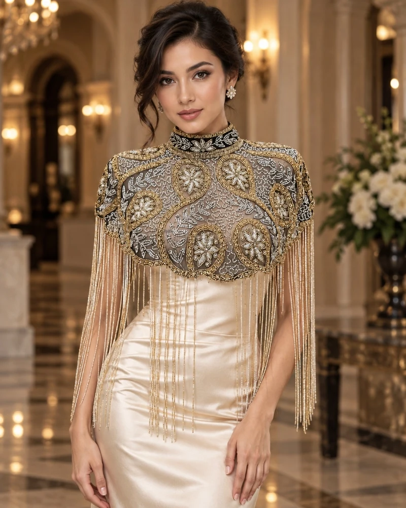 The Samarkand Paisley luxury beaded caplet