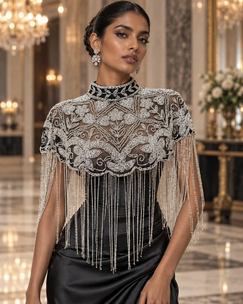 The Sterling Jasmine luxury beaded caplet